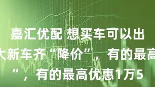 嘉汇优配 想买车可以出手了，五大新车齐“降价”，有的最高优惠1万5
