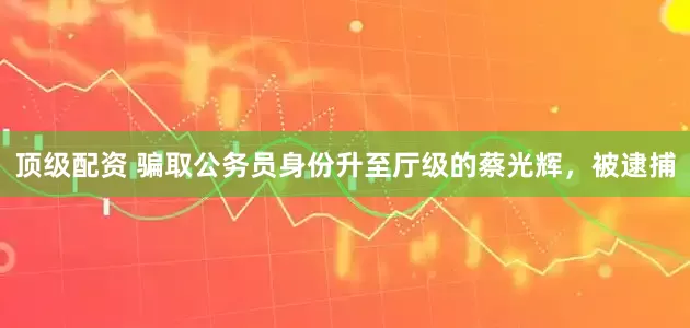 顶级配资 骗取公务员身份升至厅级的蔡光辉，被逮捕